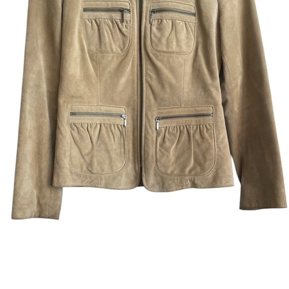 Y2K VTG Banana Republic Women Leather Suede Jacket 2 Camel Classic Retro Cowgirl - Picture 7 of 14